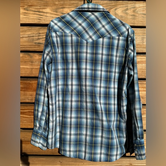 Wrangler Pearl Snap Button up Long Sleeve Plaid shirt Western style Men’s L - Picture 4 of 4